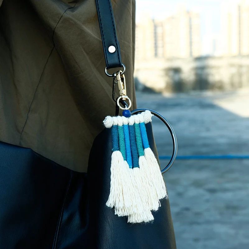 Promotion! 4 Pieces Women Girls Weaving Rainbow Tassel Keychain Bag Keyring Holder Wallet Purse Pendant Decorations | Дом и сад
