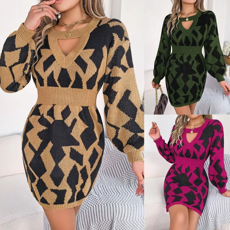 

Vintage Dress for Winter Women 2023 Autumn Casual Openwork Long-sleeved Mini Hip Dress French Retro Elegant Dress Y2k
