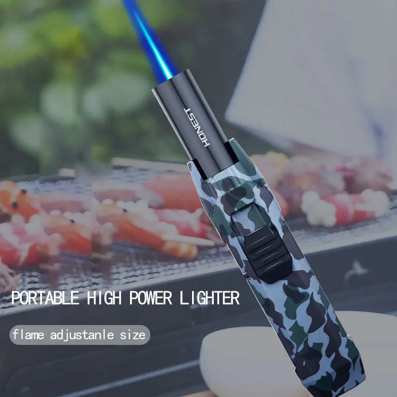 

Новинка честная кухонная уличная Барбекю металлическая ветрозащитная Зажигалка для сигар с большим струем пламени турфонарь огненная газ...