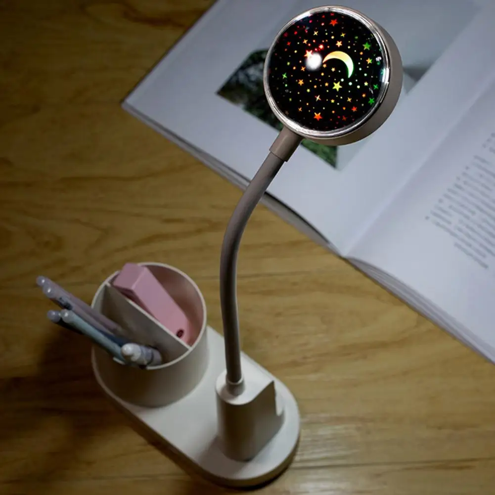 

LED Projector Lamp 1 Set Creative Glare Free Long Lifespan 3-in-1 Projector Reading Lamp with Pen Container for Household