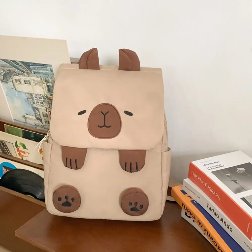 Фото Большой вместительный плюшевый рюкзак с капибарой, школьная сумка, сумка на плечо с изображением капибары, сумка для хранения мягкой куклы, школьный рюкзак с героями мультфильмов №4