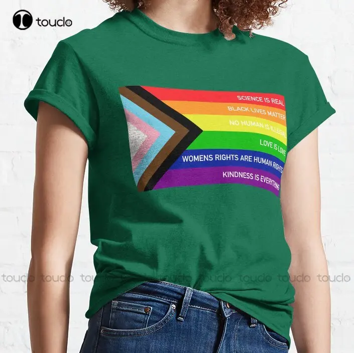 

Progress Pride Flag 2 Classic T-Shirt Christmas Gift Digital Printing Tee Shirts Xs-5Xl Fashion Tshirt Summer Streetwear Unisex