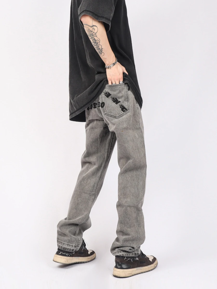 Four Seasons Jeans Unisex Print Hip Hop Loose Straight Trousers Fashion Streetwear Ins Hot Selling Men's Jeans Y2k Clothes Denim