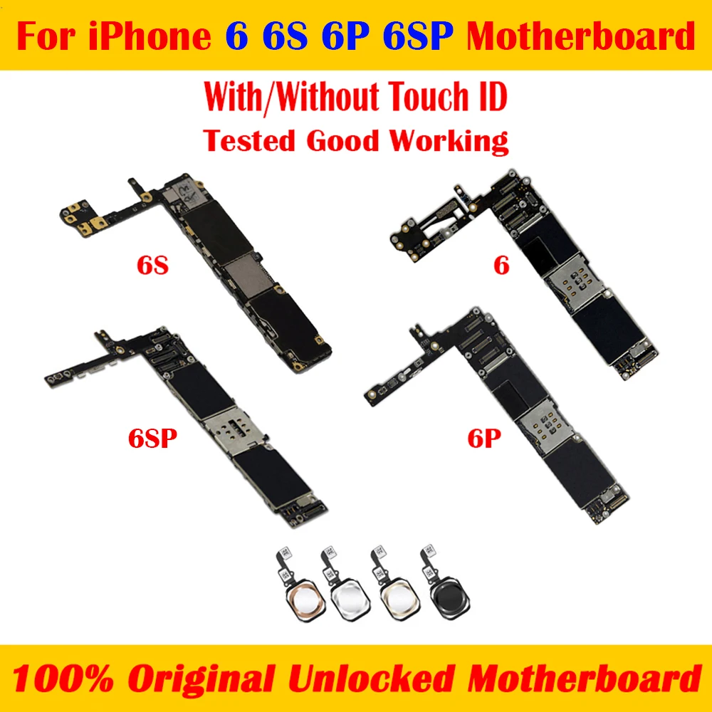 

Clean iCloud Mainboard for iphone 6 6SP with IOS System 16GB 64GB 128GB Original Unlocked Motherboard With Touch ID Logic Board