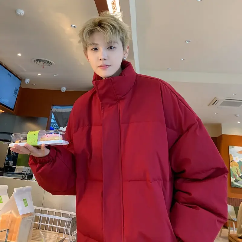 Утолщенное хлопковое пальто однотонная куртка-пуховик с воротником-стойкой для