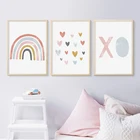 Радужный милый мультяшный бохо стиль девочка для детской комнаты Декор для дома без рамки Декор холст картины настенное искусство картины