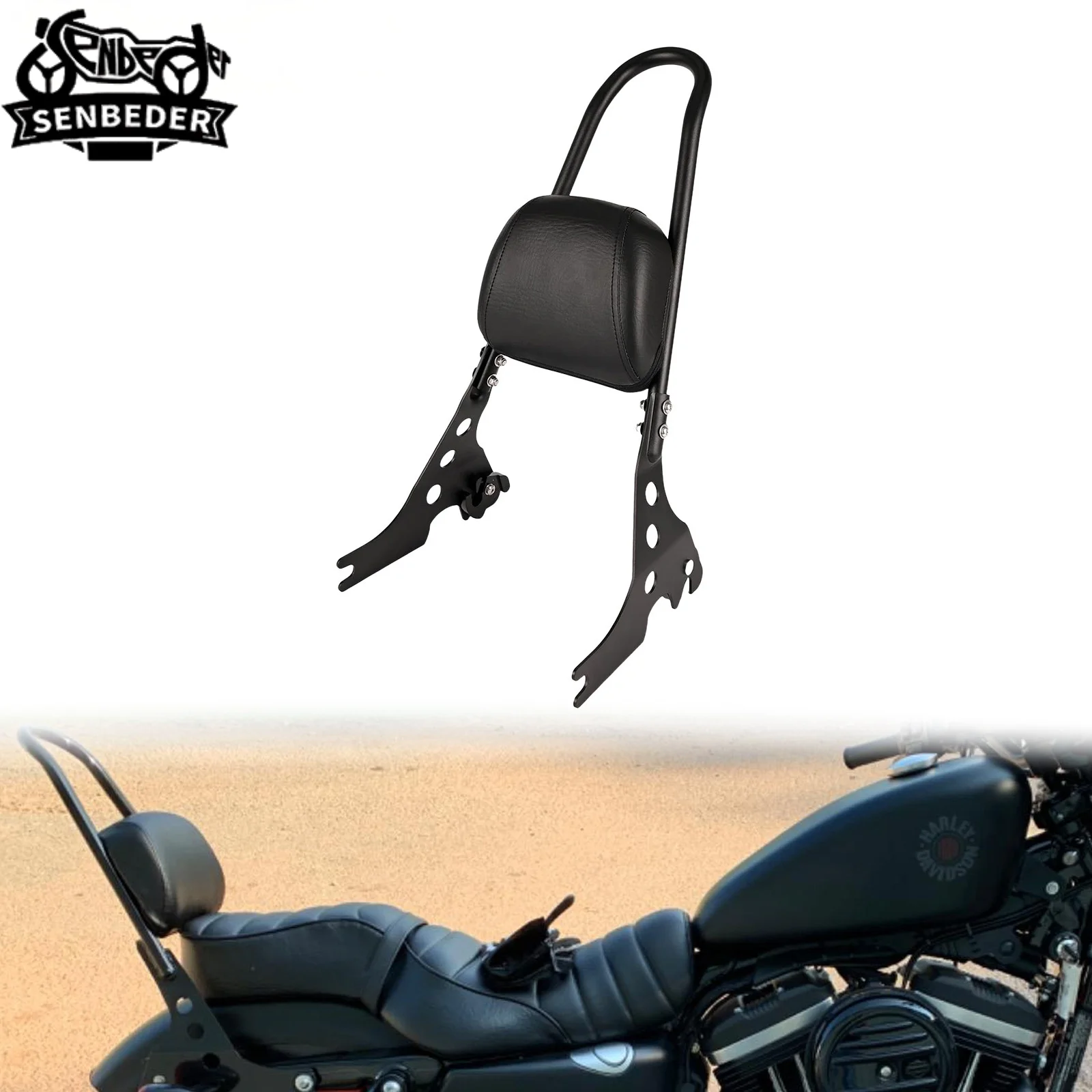 Фото Съемная задняя спинка-опора для пассажира (сисси-бар) для мотоциклов Harley Sportster XL883 XL1200 XL48 2004-2022, аксессуары для мотоциклов №1