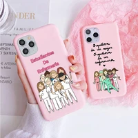 spain cartoon medicine doctor nurse soft phone cover for iphone 11 12 13 pro max x xr xsmax 6 6s 7 8 plus 13mini pink soft case