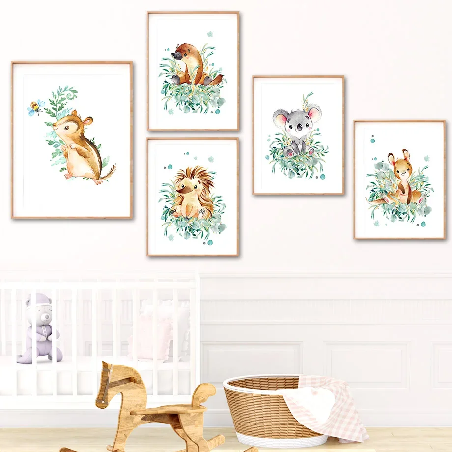 Лиса олень медведь белка енот коала джунгли настенная живопись на холсте