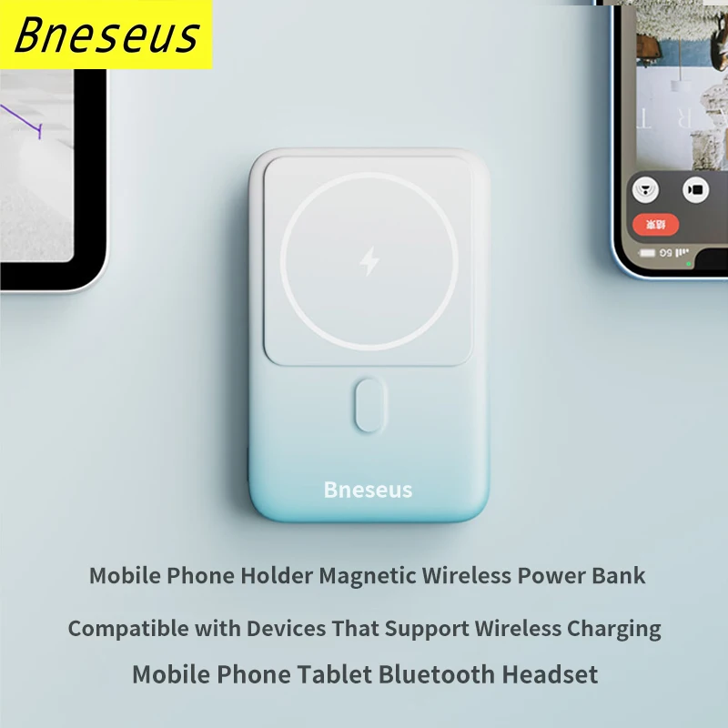 10000mAh Macsafe Power Bank Portable Foldable Stand 15W Magnetic Wireless Fast Charger For iphone 12 13 14 External Battery Pack