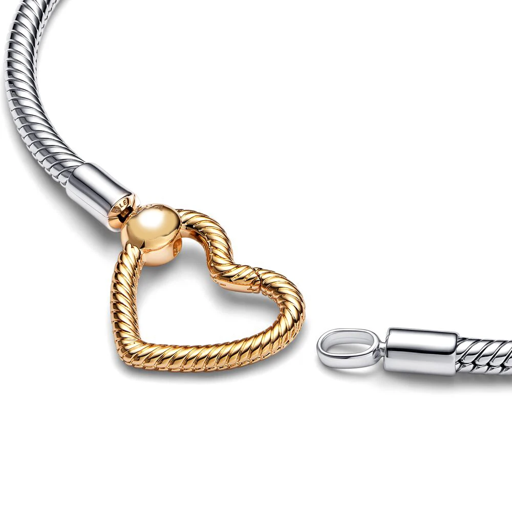 Pandora Moments Coussins Closure Bracelet en argent 925 pour femme, convient aux perles de charme originales, bijoux à bricoler soi-même, cadeau d'anniversaire 2