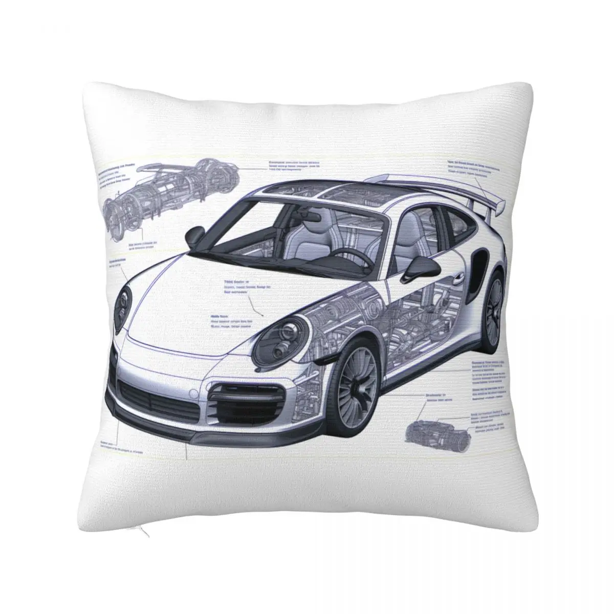 

Classic Sports Car Pillow Case Sketch Style Drawings Polyester Car Pillowcase Zipper Summer Modern Cover