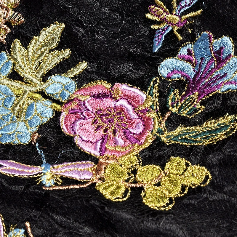 Женские дизайнерские модельные платья элегантные черные кружевные с цветочной