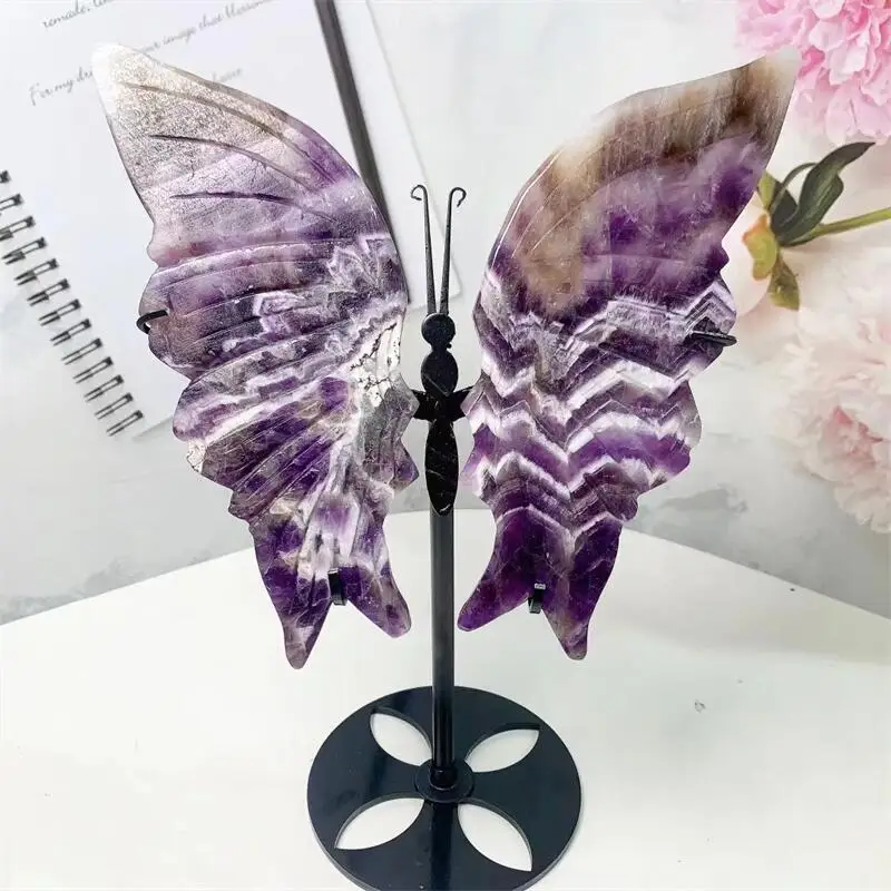 

Natural Dream Amethyst Butterfly Wings Healing Quartz Figurine Carved Energy Gemstone Crafts Fashion Home Decoration 1pair