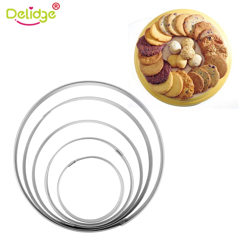 

5 Pcs/set Different Round Cookie Cutter Set Stainless Steel Dessert Biscuit Molds Cake Fondant Decorating Baking Tools