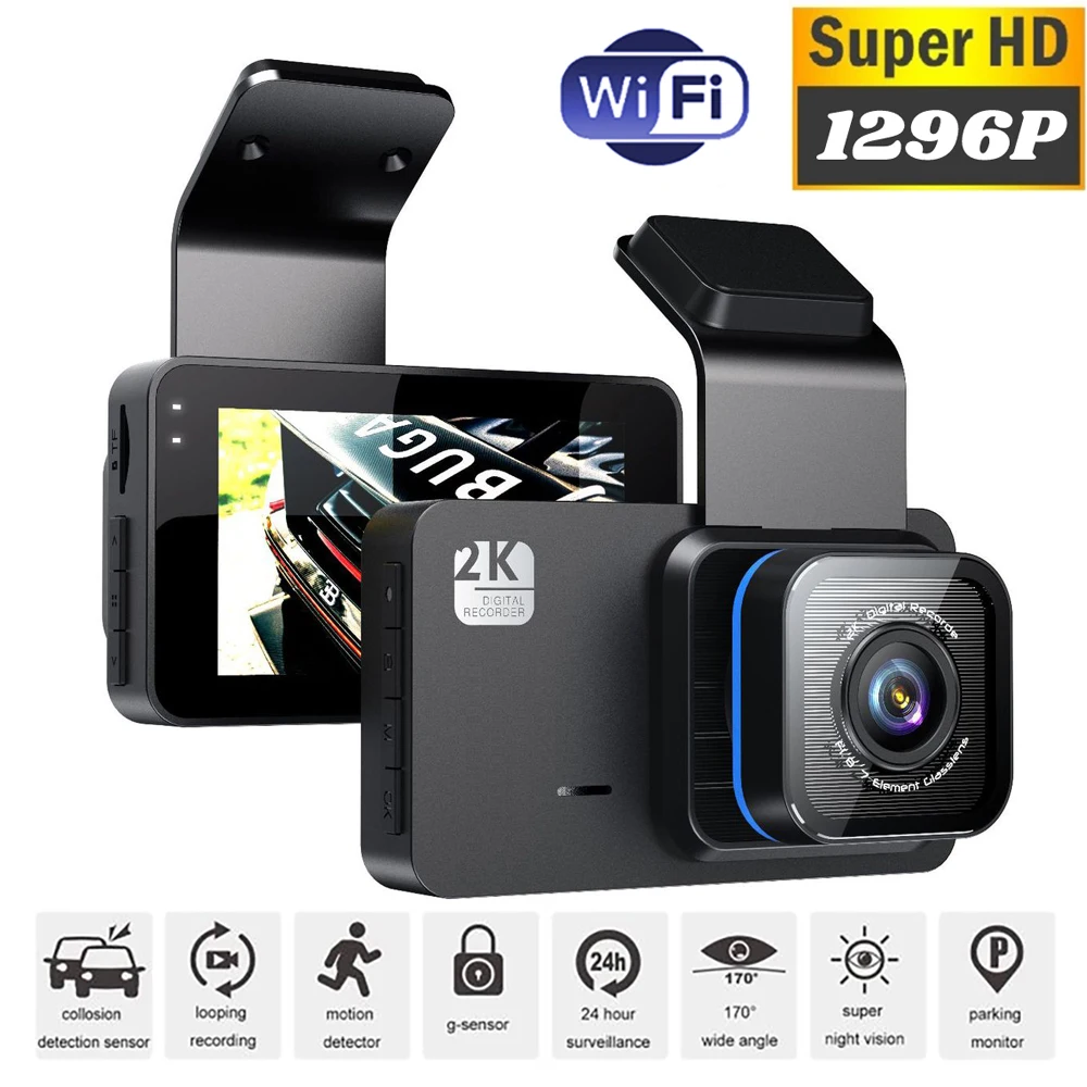 

Автомобильный видеорегистратор с камерой заднего вида, 1296P, WiFi
