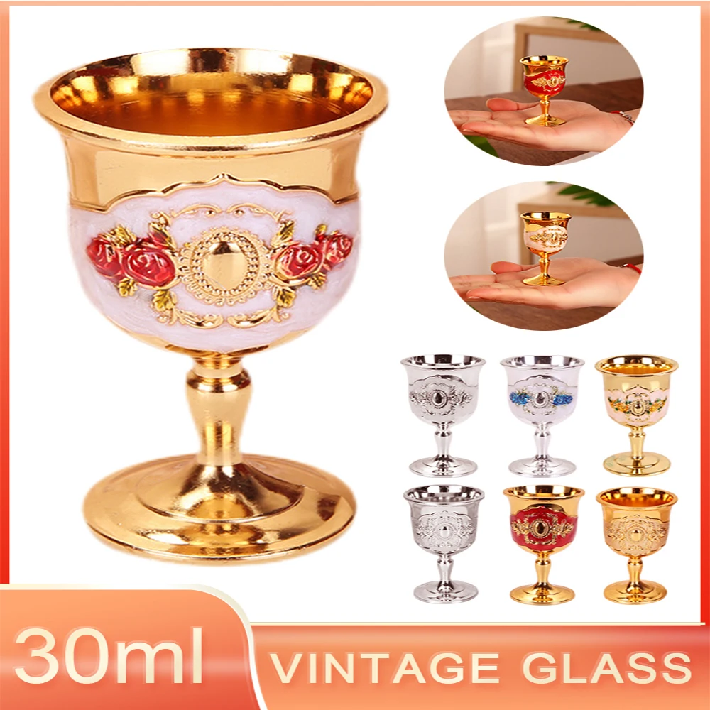 

30ML Wine Glasses Champagne Glasses Beverage Goblet Cocktail Cup Gold Vintage European Style Metal Creative For Bar Home Decor