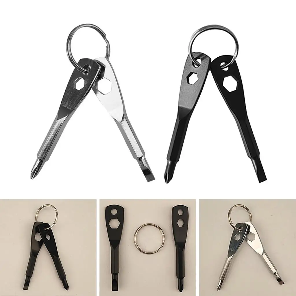 Карманная отвертка-брелок на ключи плоская и крестовая отвертка ручные