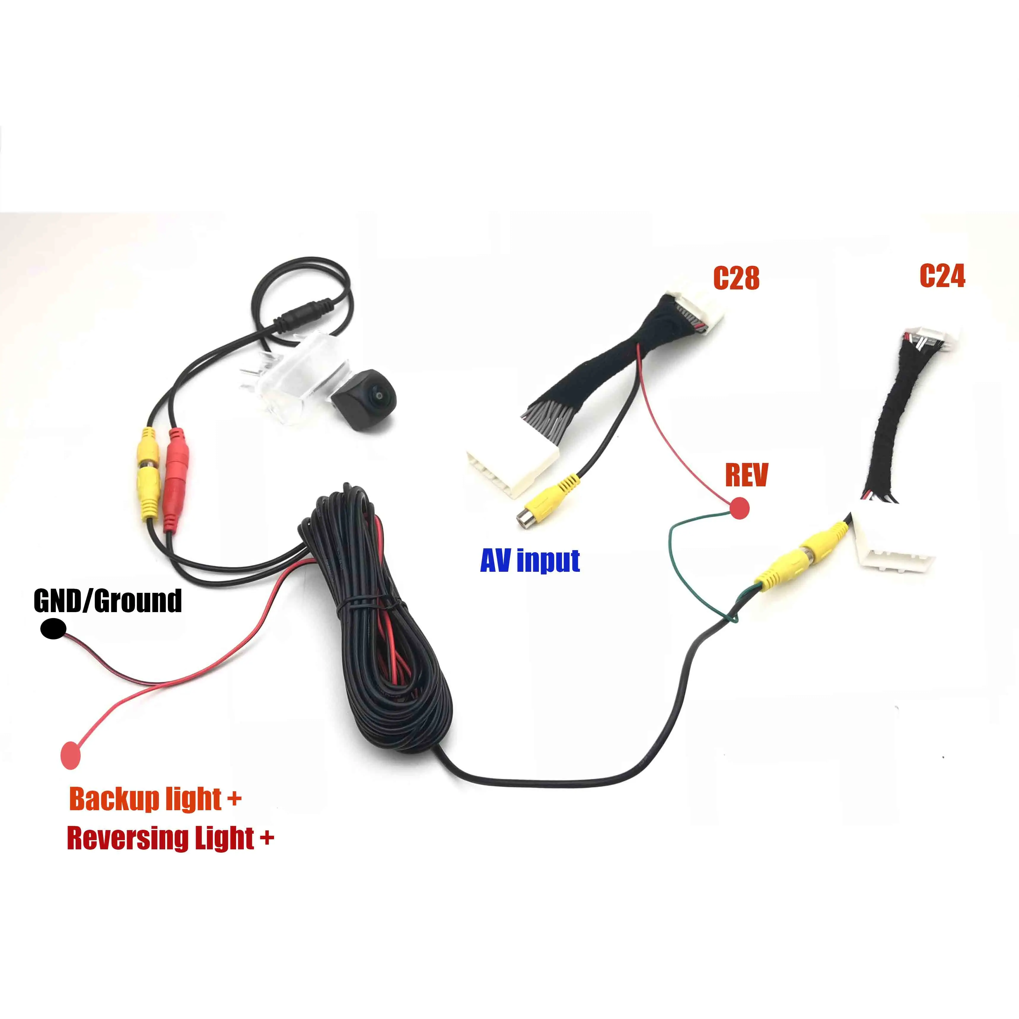 Фото Кабель адаптера VKAUTO C24 C28 Pin для Toyota Yaris III 2014 ~ 2019 Oem Unit с камерой заднего вида №3