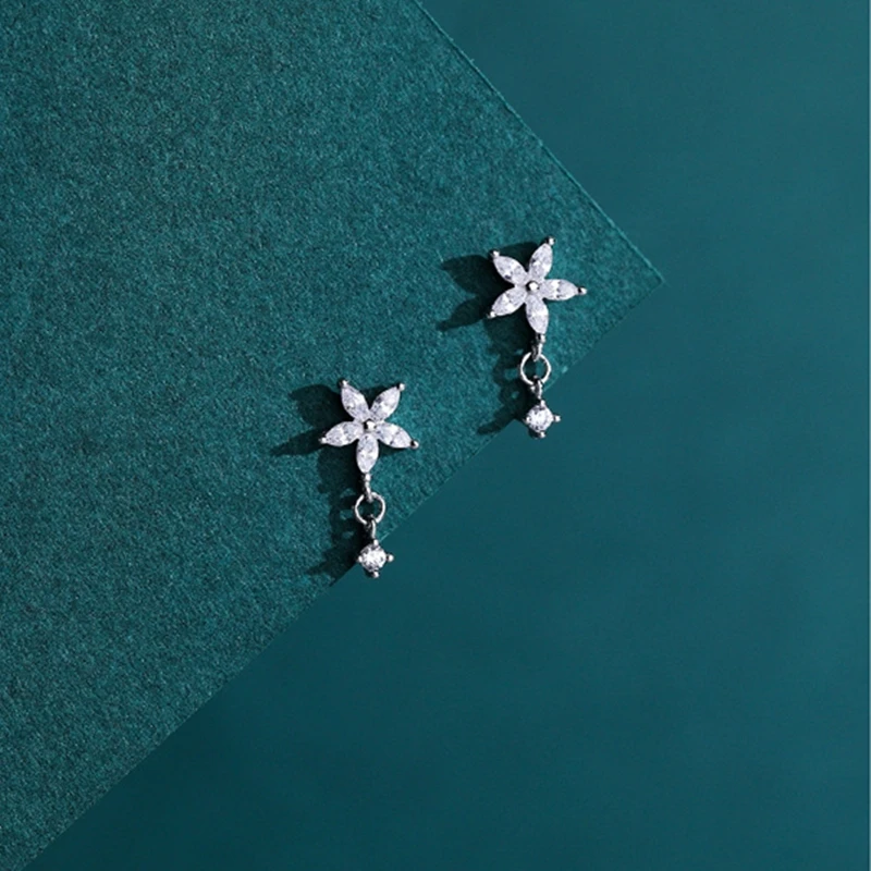 

Korean Luxury Gold Plated Exquisite Inlaid Zircon Flower Earrings for Women Temperament Wedding Dating Jewelry Gifts