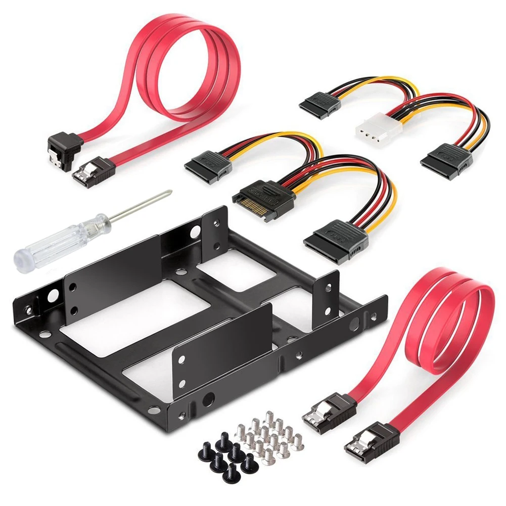 

Mounting Kit Computer SATA Data Cable Internal Hard Disk Bracket Screw Drive Durable Power Cable Accessories