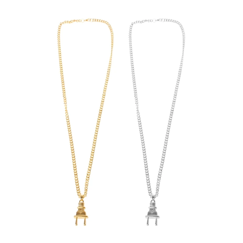 

Power Plug Shape Necklace Simple Sweater Chain Clavicle Chain Necklace Gift