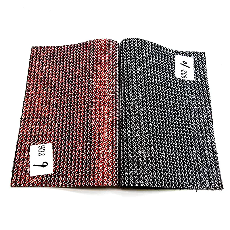 

XHT-932 Grid Design Dark Colors Chunky Glitter Faux Leather Fabric Sheet Twill Backing for Shoes/Bag/Decoration/DIY Accessories