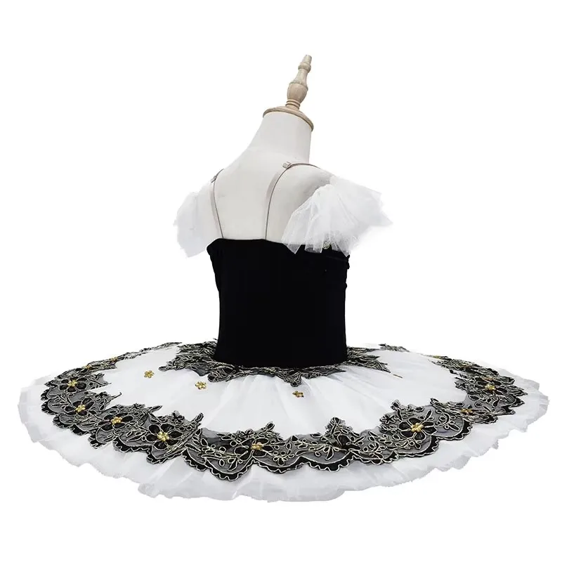 Белая профессиональная балетная юбка женский черно-белый костюм для выступлений