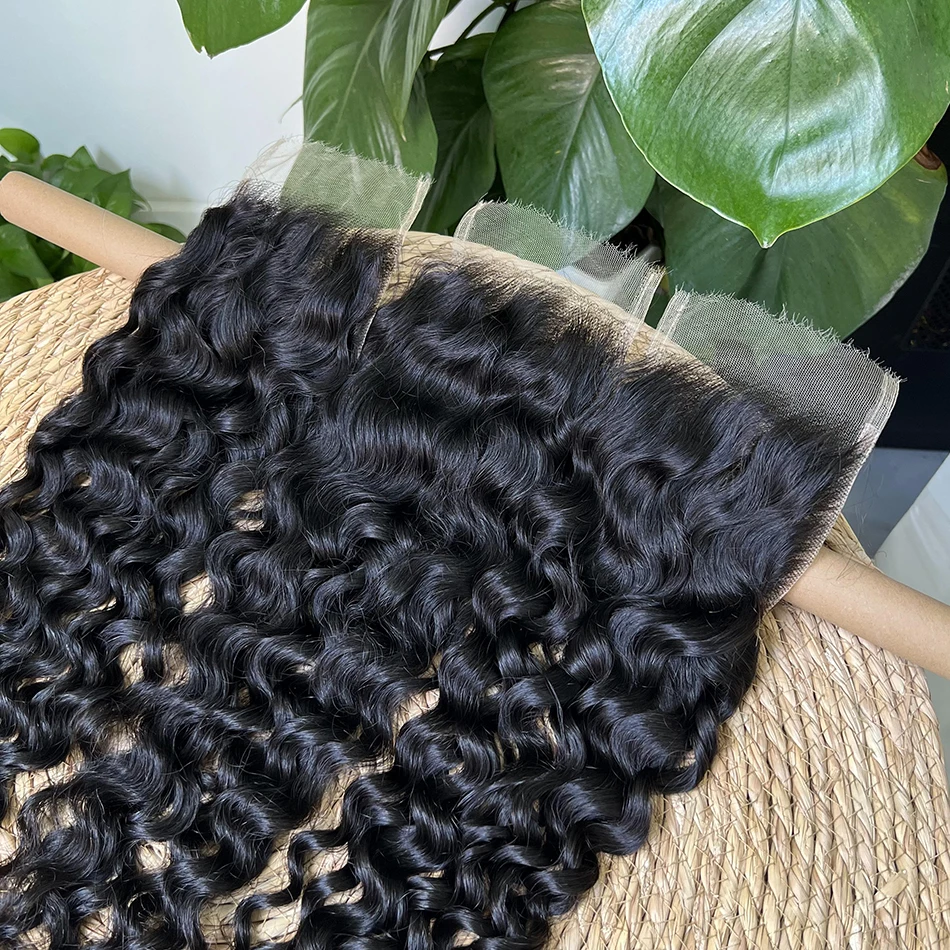Фото Натуральные волосы Wate Wave 4x6 HD Invisible Lace Closure, предварительно обработанные, с осветленными узлами, на кружевной основе, натуральный черный цвет, 100% натуральные необработанные человеческие волосы. №5
