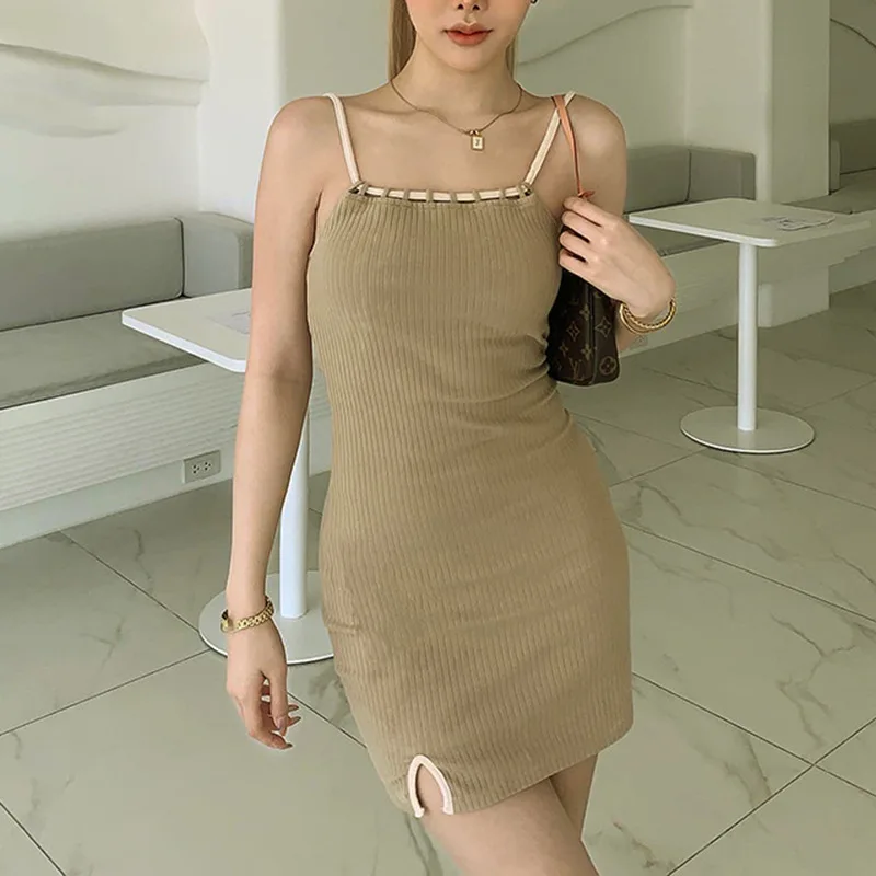 

Summer 2022 Solid Color Pullover, Sleeveless Drawstring Strap, High Fanny Belt Women's Dress for Europe and America