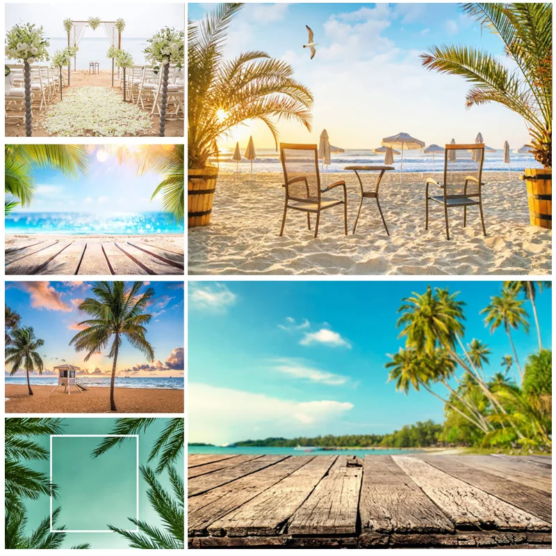 

Summer Tropical Sea Beach Palms Tree Photography Background Natural Scenic Photo Backdrops Photocall Photo Studio 22324 HT-03