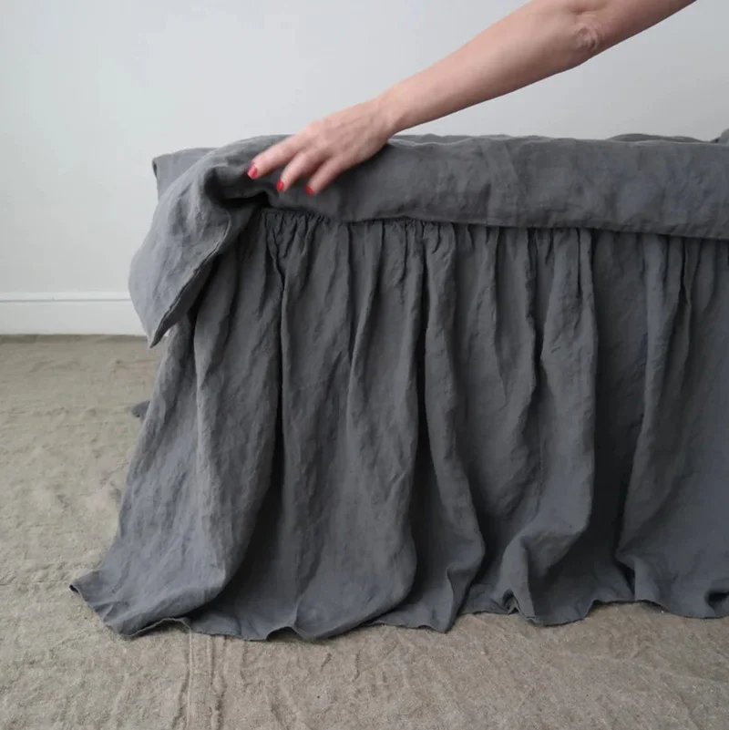 Юбка для кровати из чистого льна с оборками корейский стиль гостиничный базовый