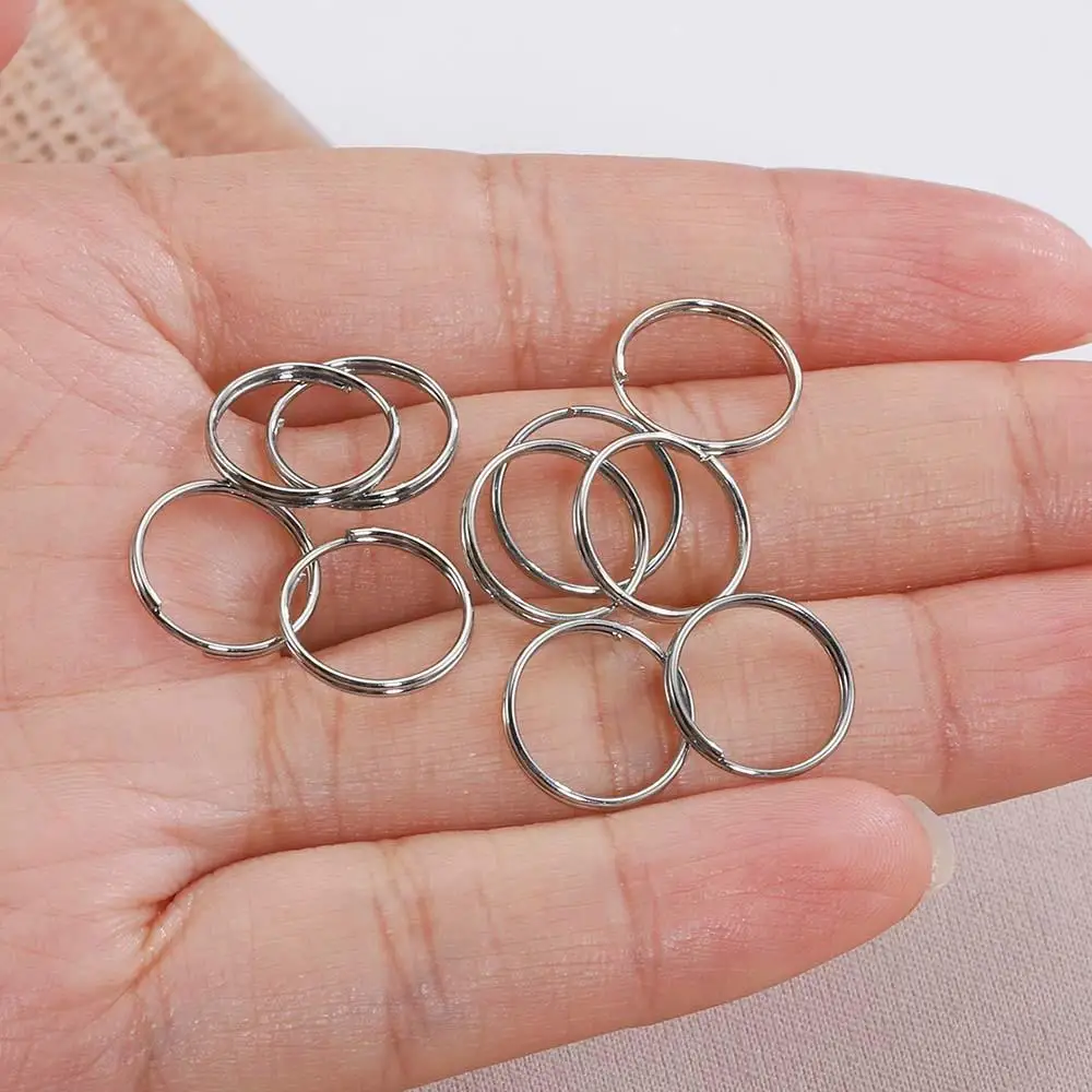 50pcs 6mm - 20mm Stainless Steel Double Loop Keychain Split Ring Connectors for Keyring DIY Jewelry Making Supplies Accessories