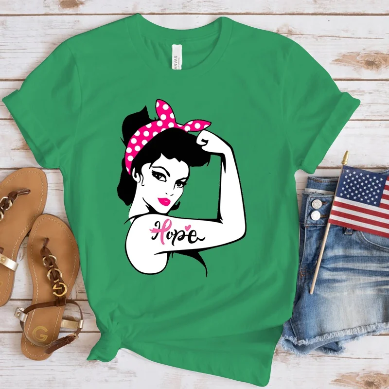 Женская свободная футболка с принтом рака груди и надписью Hope