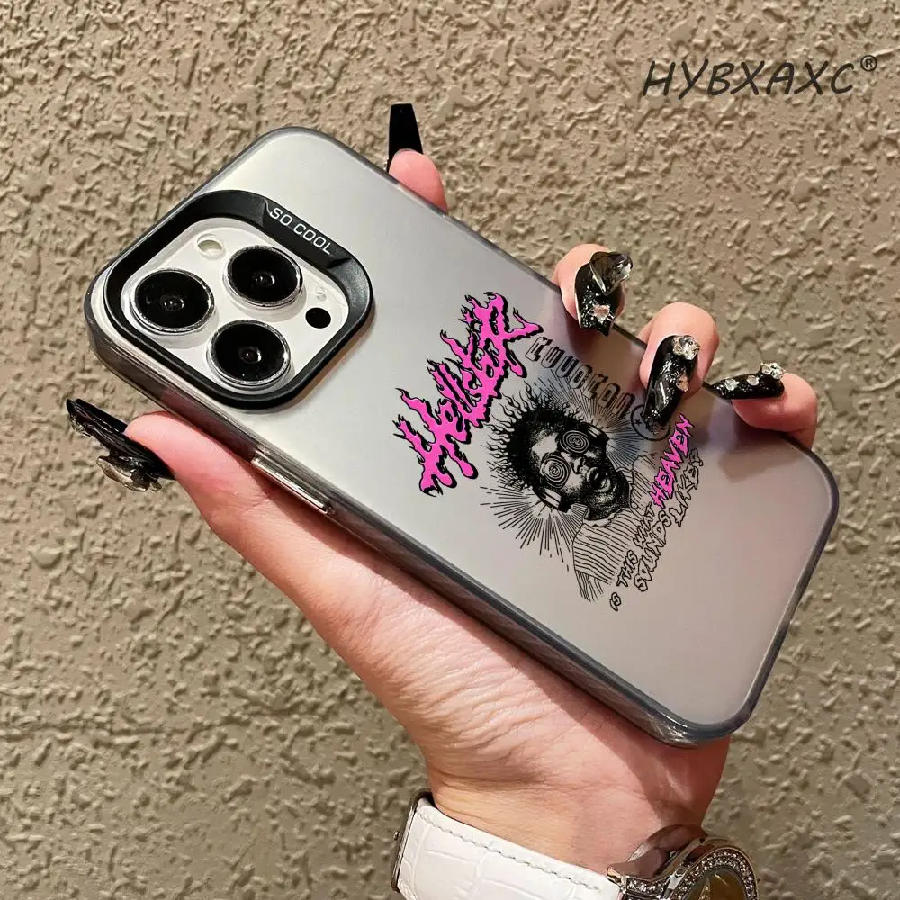 Фото Чехол для телефона H-HellstarS Fashion Logo для iPhone 17 16 15 14 13 12 11 Max, черный, фиолетовый, матовый, лазерный, металлический, с эффектом Авроры, Funda HYBXAXC №5