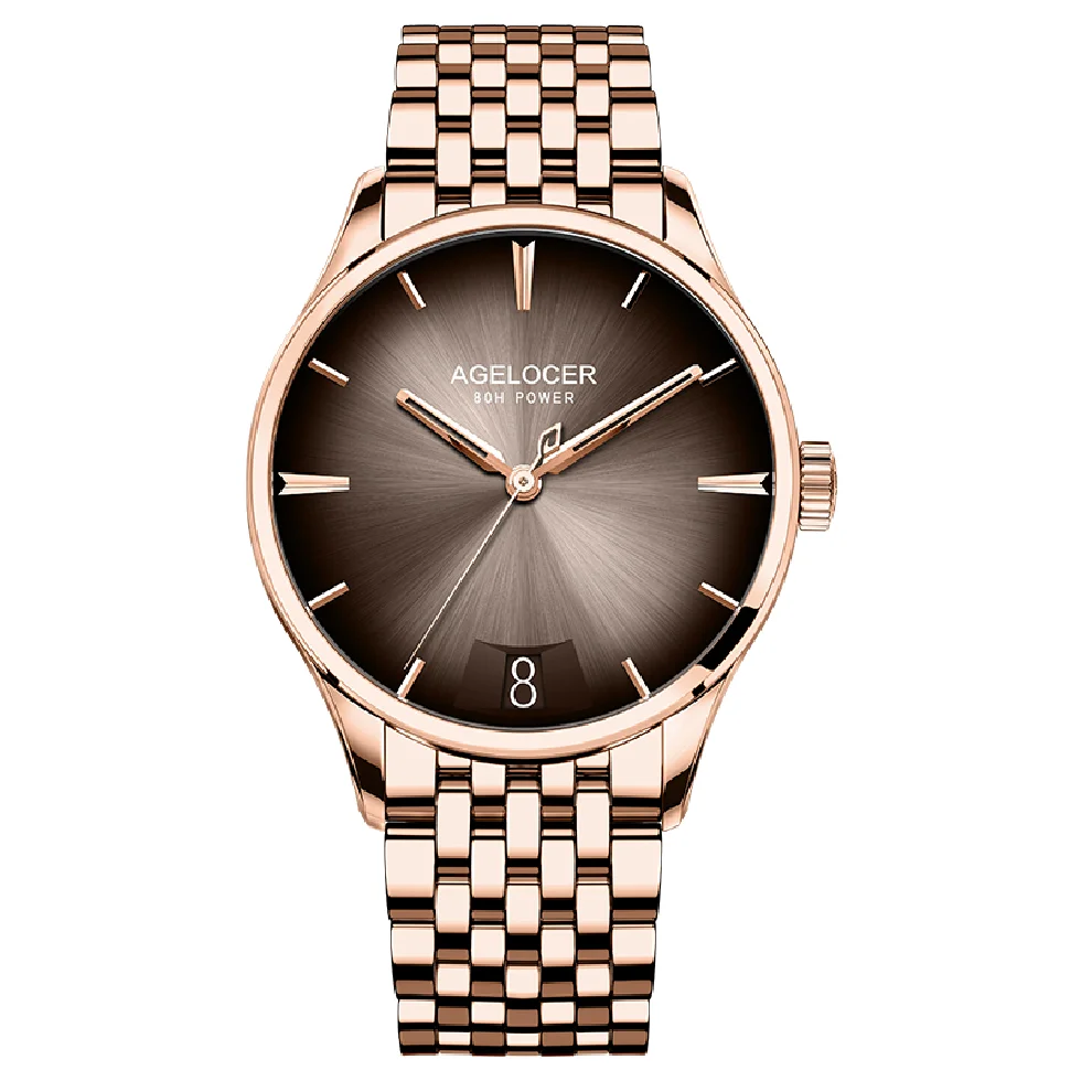 

AGELOCER Original Design Brand Luxury Men Watches Mechanical Automatic Watch Men Waterproof Casual Rose Gold Brown Wristwatches