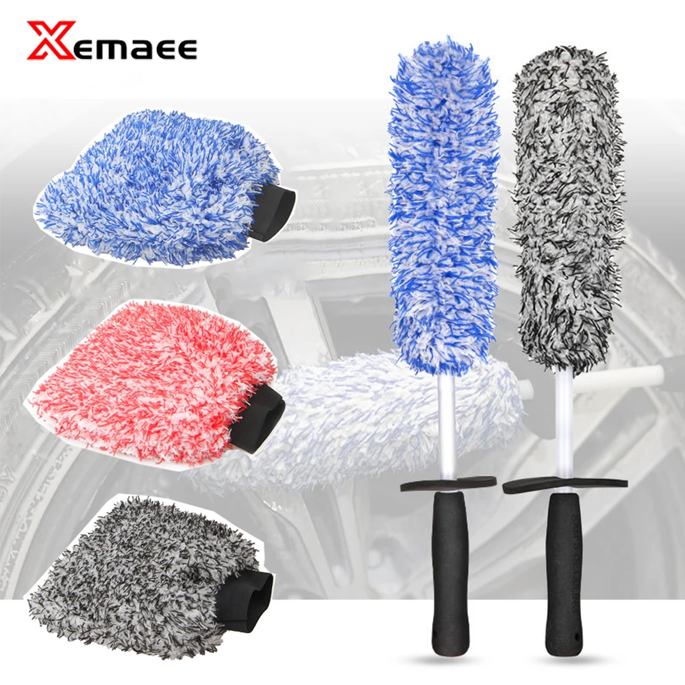 

Car Wash Super Brush Microfiber Premium Wheels Brush Non-Slip soft Handle Easy To Cleaning car wheel Spokes Car Accessories