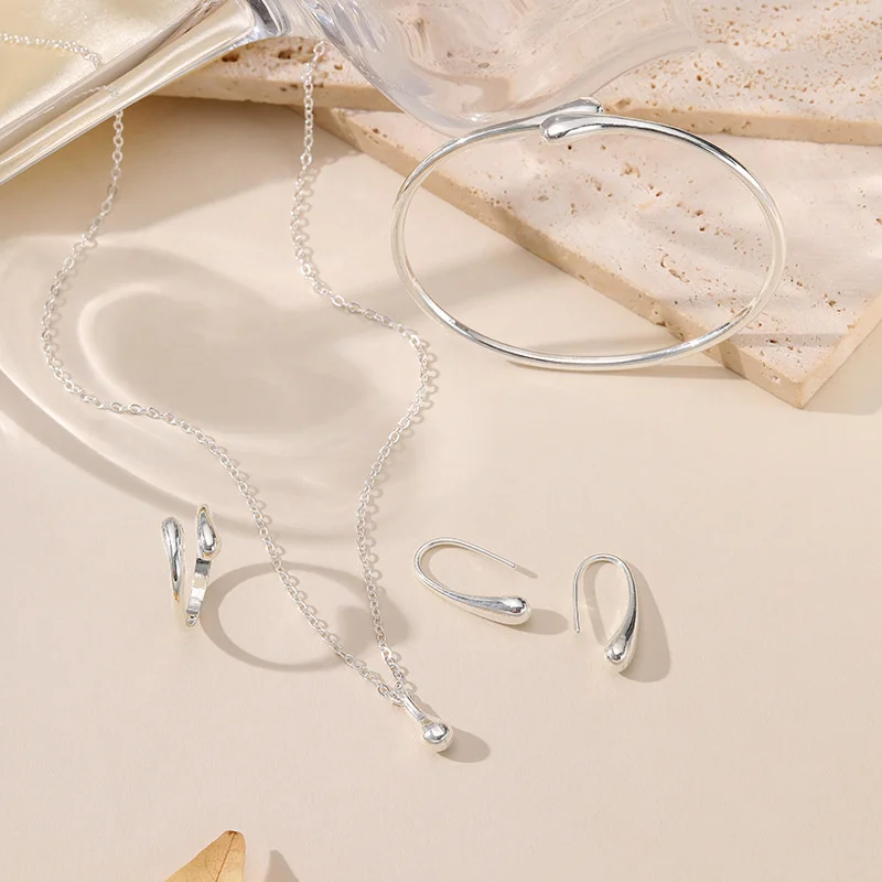 Винтажное золотого цвета с сердцем и каплями воды ожерелье серьги кольцо браслет