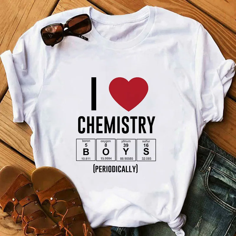 

Women T-shirts Keep Calm And Study Chemical Harajuku Graphic T-shirt Short Sleeve I Love Chemical Top Women
