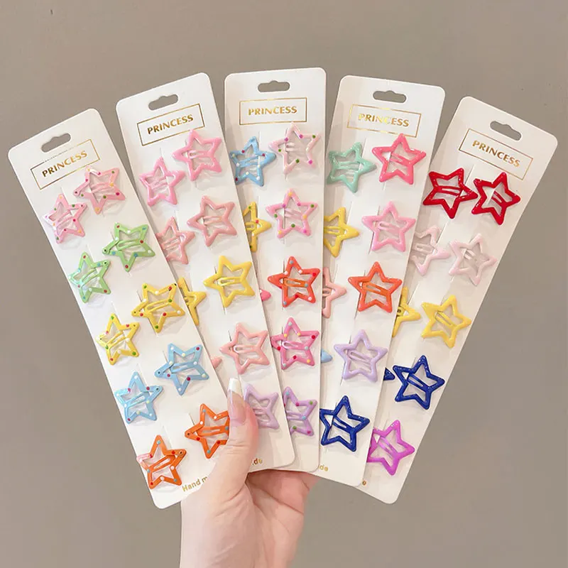 

10Pcs/Set Children Cute Colorful Star Waterdrop Shape Hair Clips For Girls Lovely Hair Decorate Hairpins Kids Hair Accessories