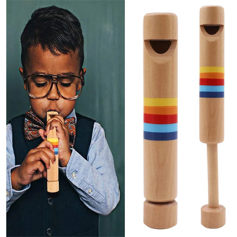 

Creative Pull-out Wooden Flute Musical Instrument Toy Kids Early Education Toys Classic Drawing Whistles Sliding Piccolo Toys