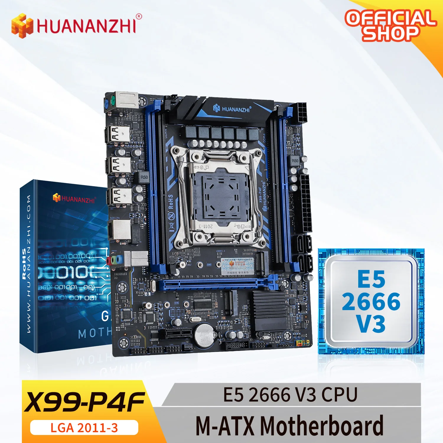 HUANANZHI X99 P4F LGA 2011-3 XEON X99 материнская плата с Intel E5 2666 V3 поддержка DDR4 RECC память комбинированный комплект NVME SATA