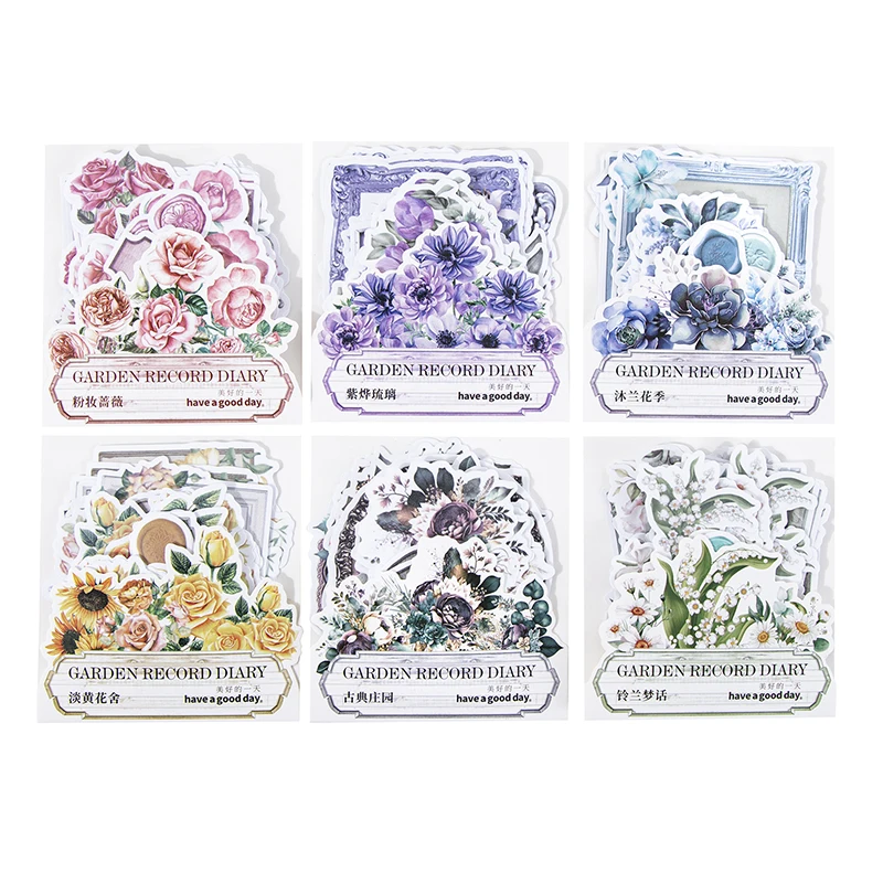 50Sheets Beautiful Sticker Packing Garden Record Book Series Plant Decorative Handbook Material Scrapbooking 140*105mm
