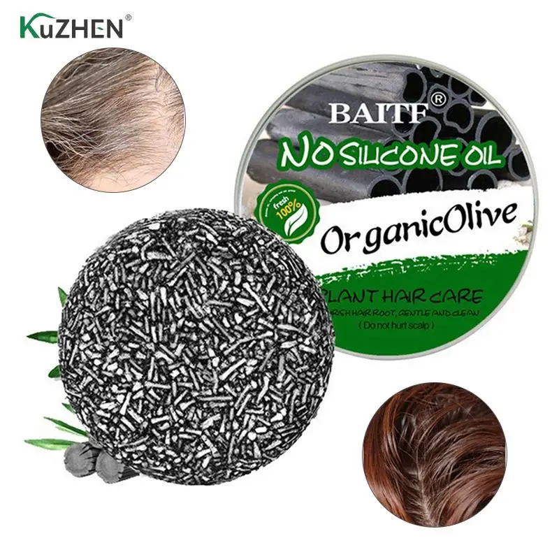 

Шампунь-брусок для затемнения волос, шампунь-мыло для затемнения волос, твердый бамбуковый уголь, яркий черный лечебный эссенция для обратн...