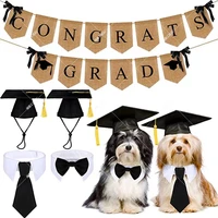 pet graduation season decoration suit doctoral hat bow tie dress up pet graduation season pull flag dress up