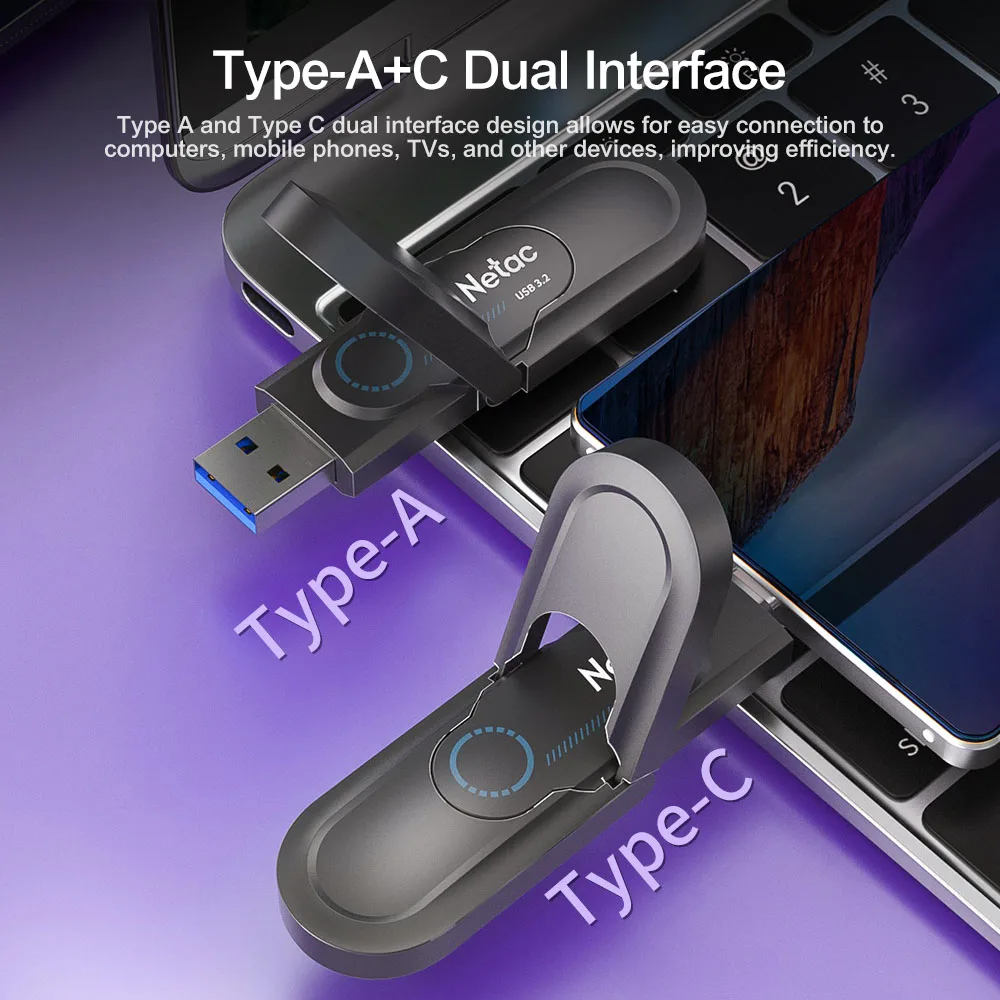 Твердотельный накопитель Netac 1000 МБ/с USB3.2 Gen 2 флэш-накопитель типа C 1 ТБ 512 ГБ 256 для