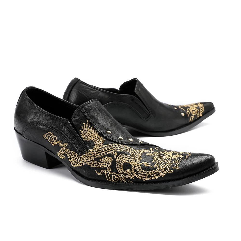 Мужские туфли-оксфорды с вышивкой из натуральной кожи |