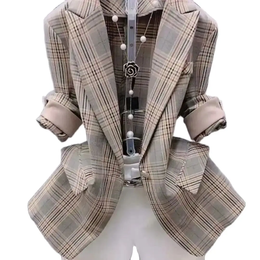 

Fashion Print Thin Blazer Women Sun Protection Clothing 2023 New Spring Summer Slim Short Suit Jacket One Buckle Blazers Coat 78