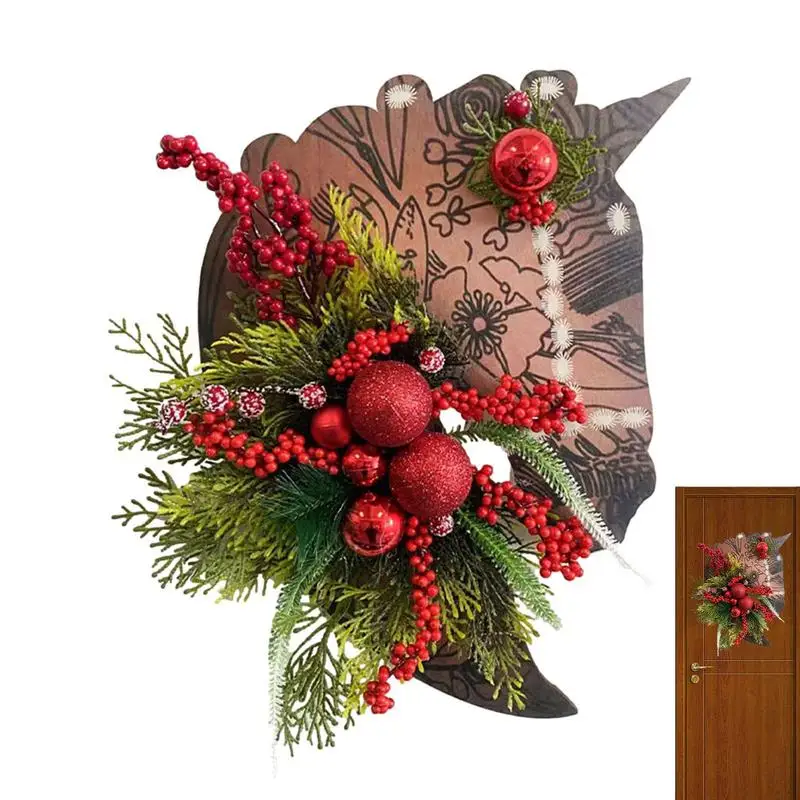 

Рождественский венок с лошадью, деревянная головка лошади, подвесные венки, рождественские приветственные знаки для входной двери, весенни...
