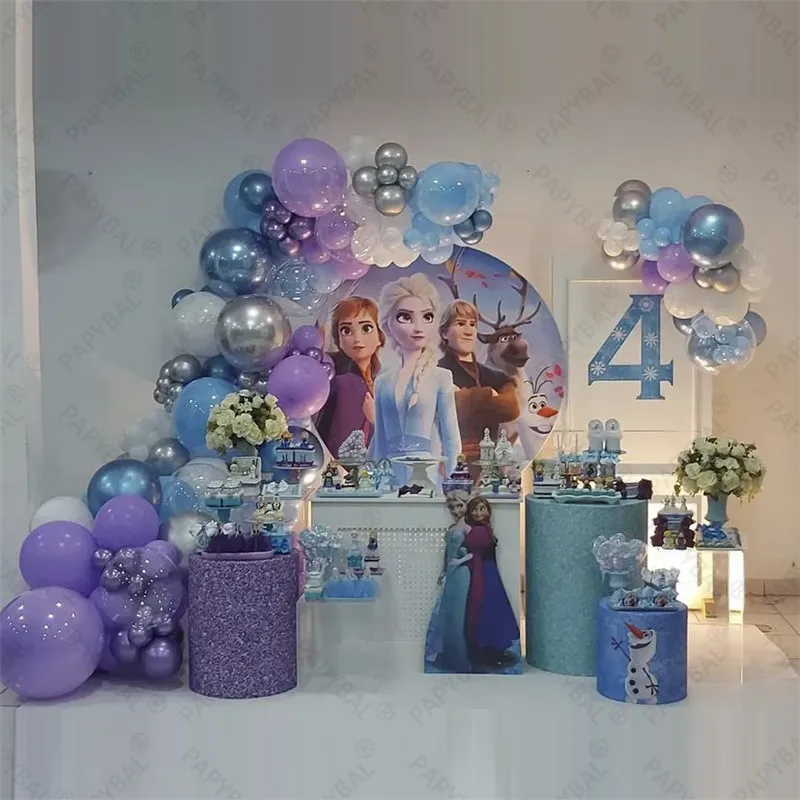 

136pcs Disney Frozen Theme Party Balloons Arch Garland Kit 40inch Blue Number Foil Balloon 1-9th Girls Birthday Decors Supplies